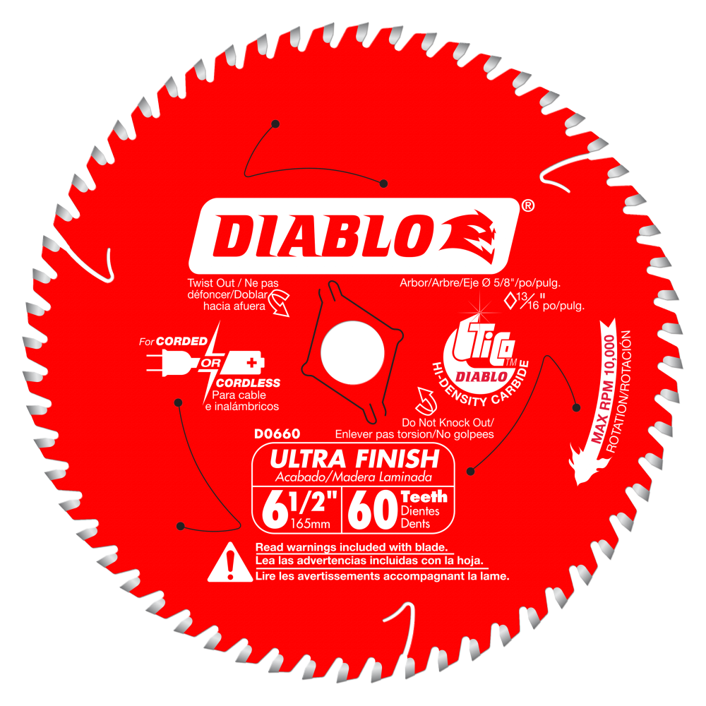 

Diablo Tools Circular Saw Blade 6 1/2" x 60 Tooth Ultra Finish Carbide