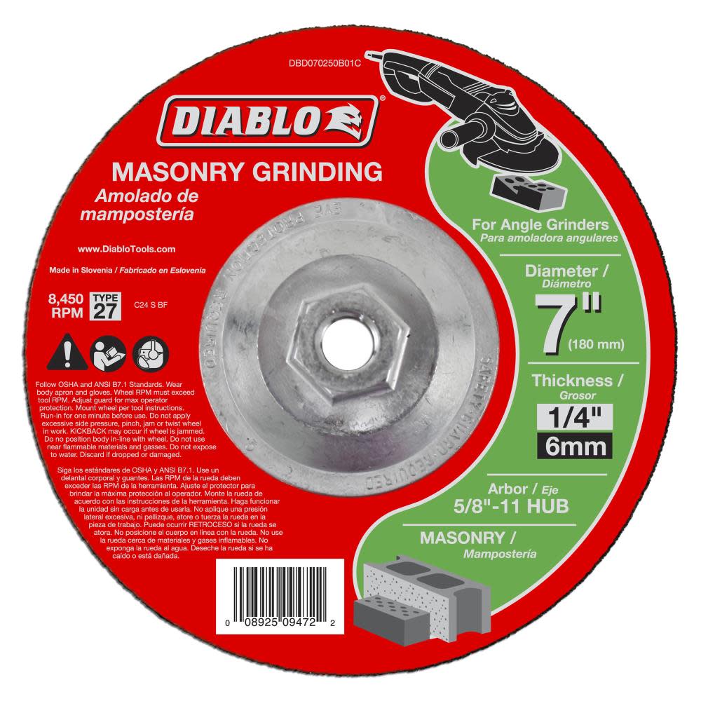

Diablo Tools 7 In. Steel Demon Flap Disc 40 Grit with Hub