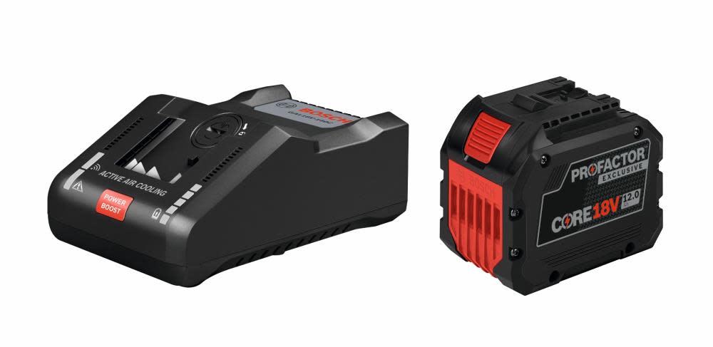 

Bosch 18V CORE18V PROFACTOR Endurance Battery and Charger Starter Kit with 1 CORE18V 12Ah PROFACTOR Exclusive Battery and 1 GAL18V-160C 18V Lithium-Ion Battery Turbo Charger