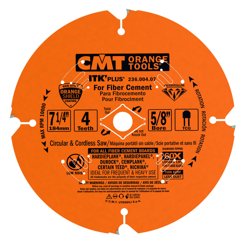 

CMT 7-1/4 In x 4 x 5/8 In Diamond Saw Blades for Fiber Cement Products