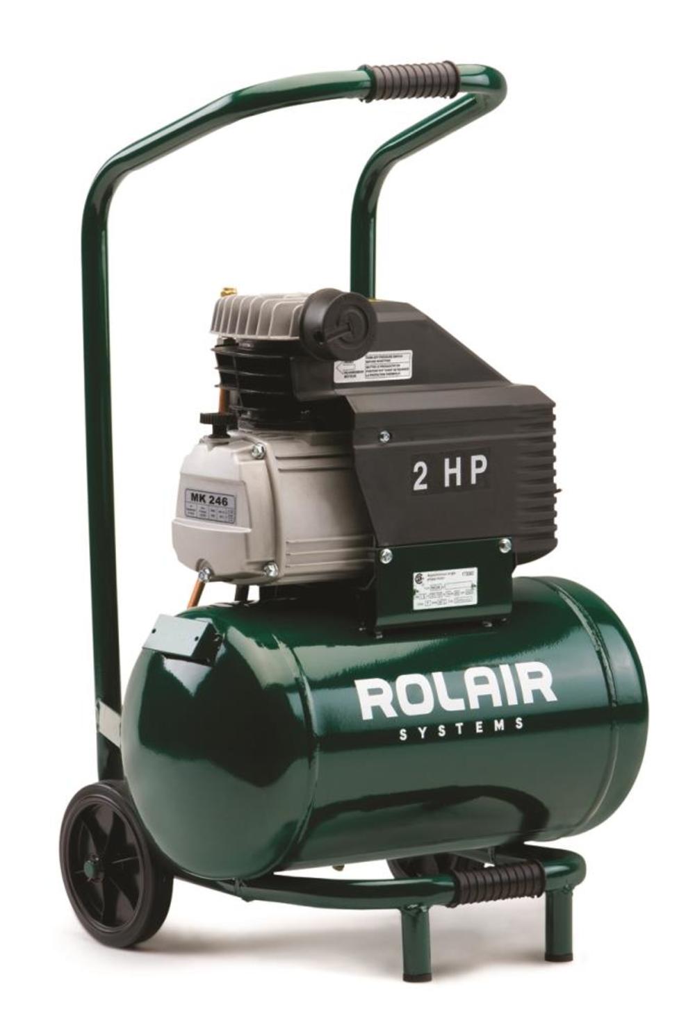 

Rolair 2 HP (115V) 4.1 CFM@90PSI 5.3 Gall Cart Compressor
