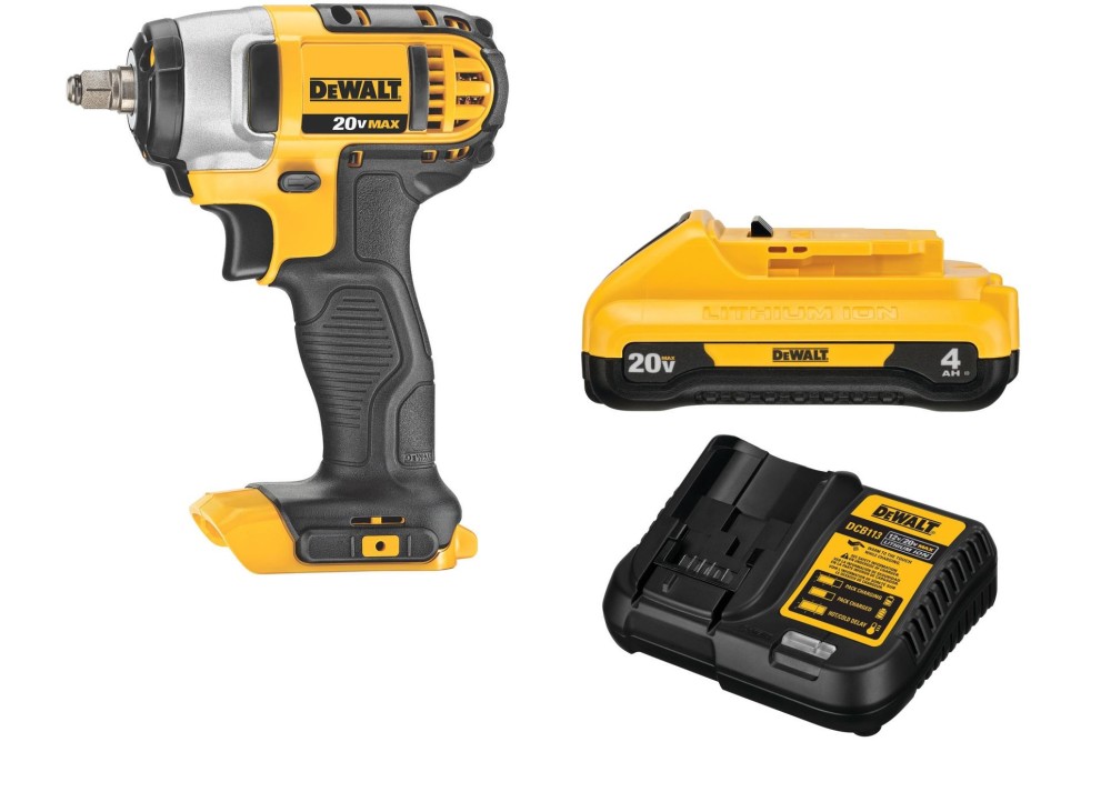 

DEWALT 20V MAX 3/8" Impact Wrench with 4Ah Starter Kit Bundle