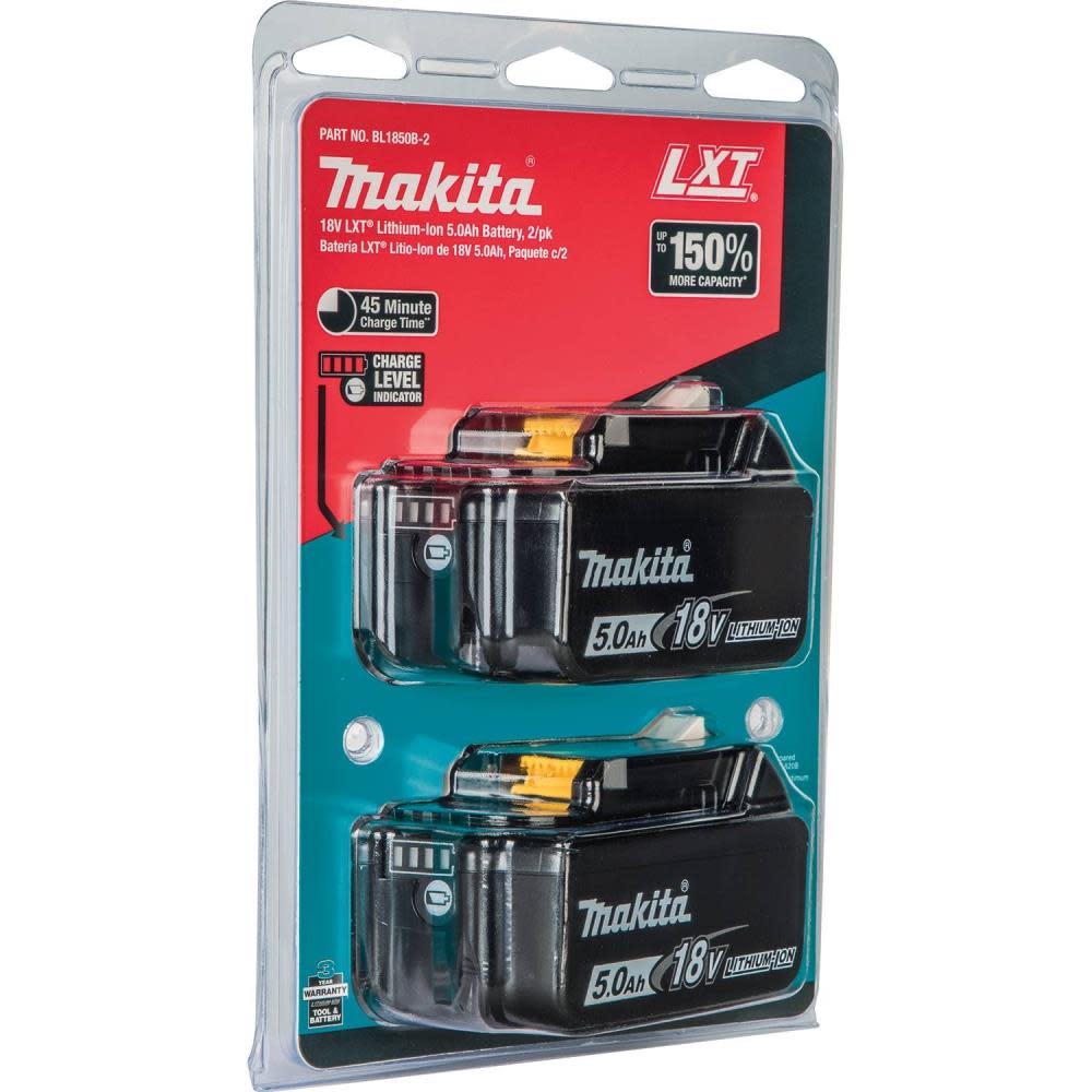 Makita 18V LXT 5.0 Ah Lithium-Ion Battery 2-Pack BL1850B-2 Makita 18V LXT 5.0 Ah Lithium-Ion Battery 2-Pack BL1850B-2