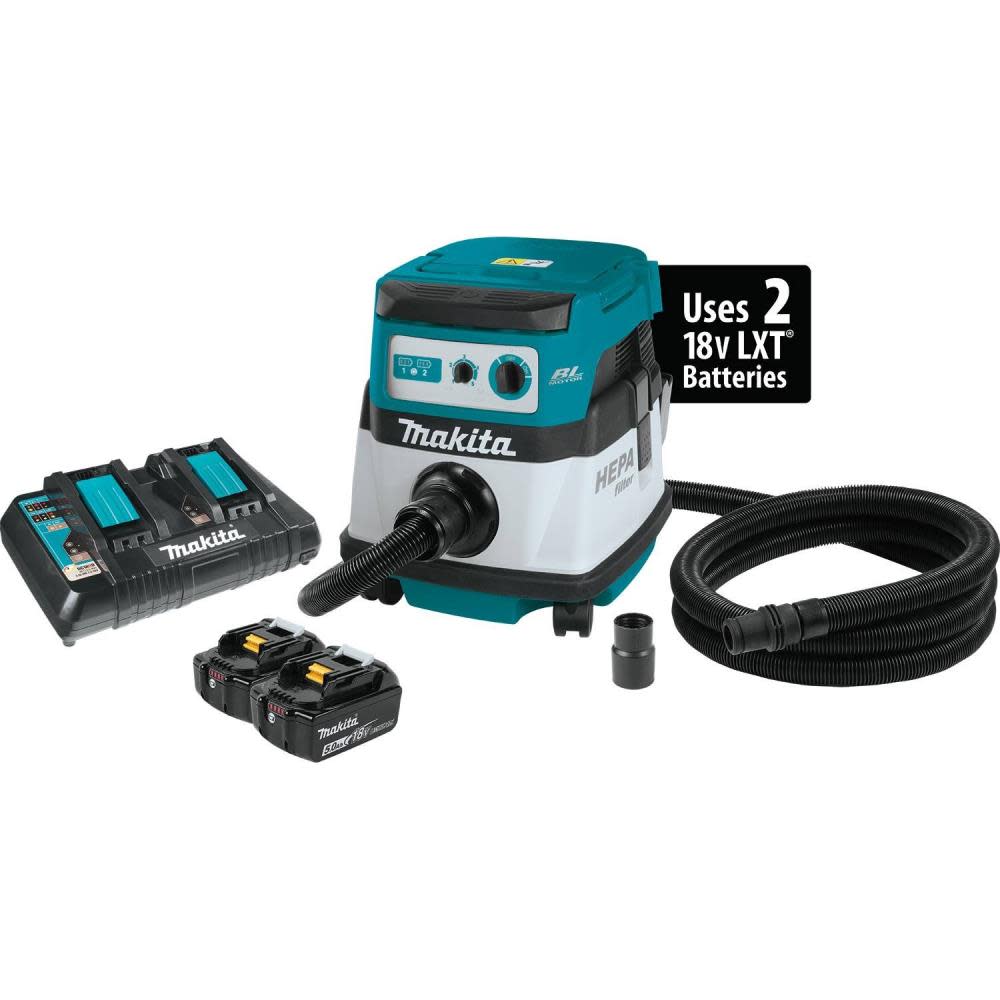 

Makita 18V X2 LXT 36V 2.1 Gallon HEPA Dry Dust Extractor Kit