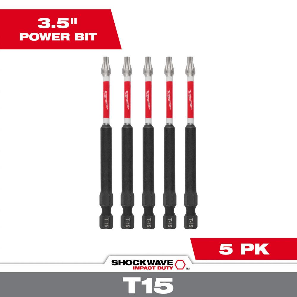 Milwaukee SHOCKWAVE 3.5 in. T15 Impact Driver Bits 5PK