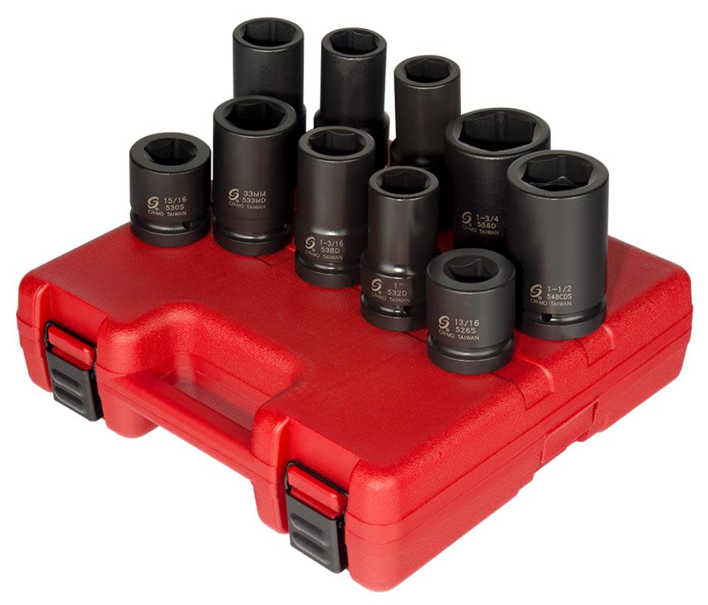 

Sunex 1 In. Drive SAE & Metric Heavy Duty Wheel Impact Socket 10 pc.