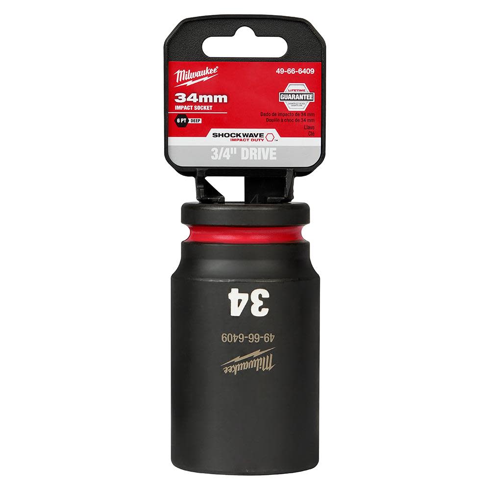 

Milwaukee SHOCKWAVE Impact Duty Socket 3/4" Drive 34MM Deep 6 Point