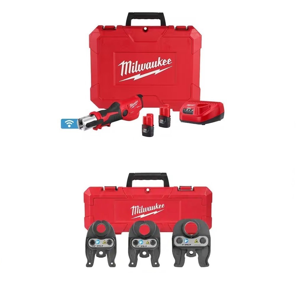 Milwaukee M12 Press Tool Kit and IPS-P Press Jaw Set Bundle