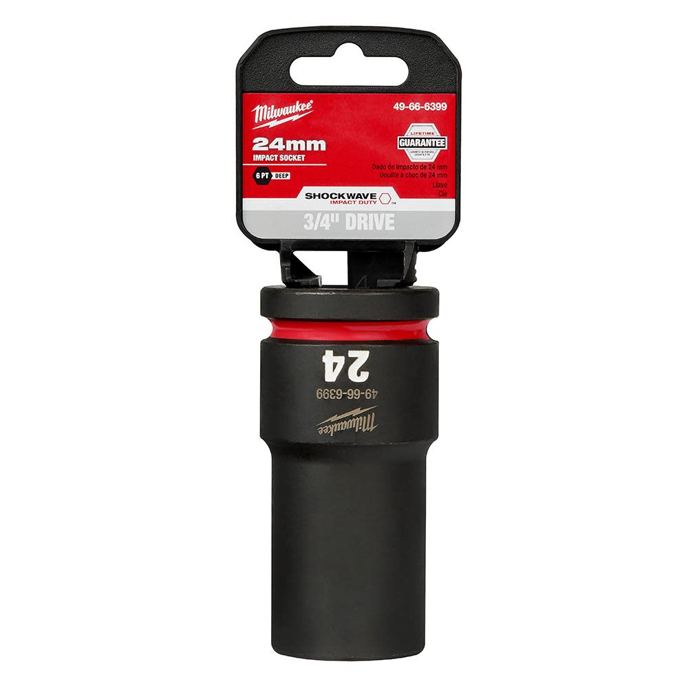 

Milwaukee SHOCKWAVE Impact Duty Socket 3/4" Drive 24MM Deep 6 Point