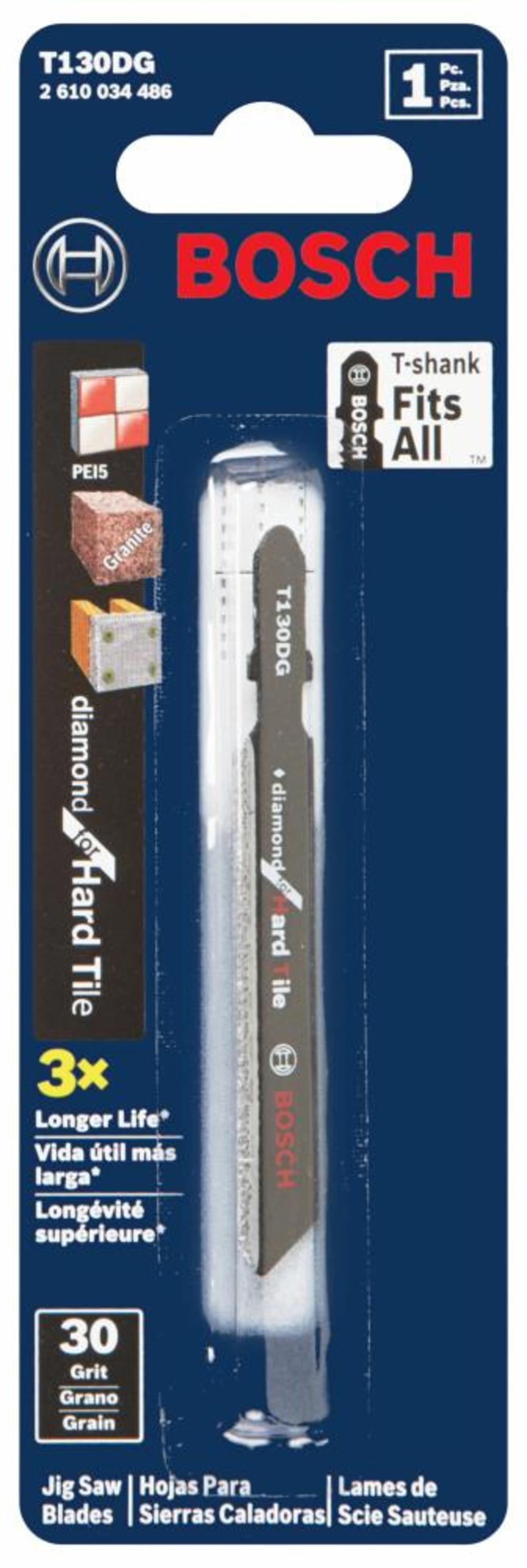 

Bosch Jig Saw Blades 1pc 3 1/4" 30 Grit Diamond for Hard Tile T Shank