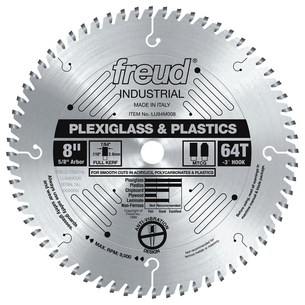 

Freud 8" Blade for Plexiglass/Plastics
