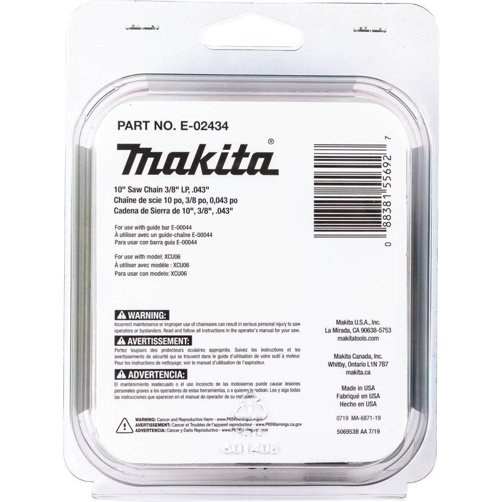 Makita 10 Inch Chainsaw Saw Chain, 3/8 Inch Low Profile