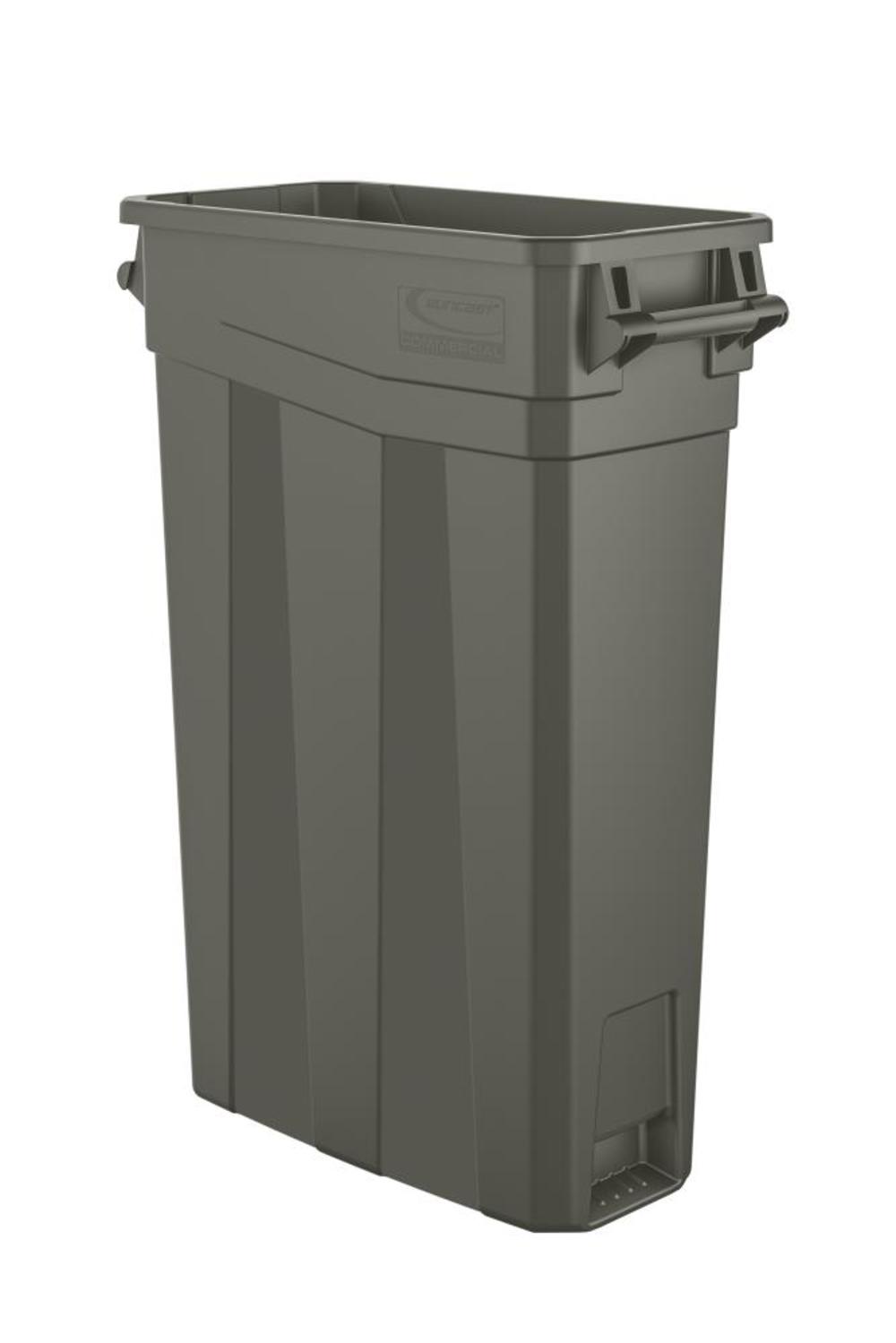 Suncast Plastic Slim Trash Can with Handles - 23 Gallon