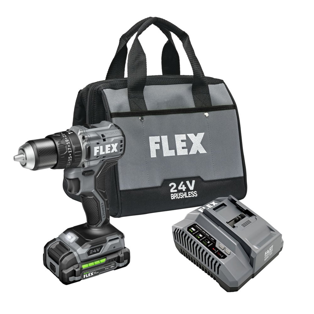 FLEX 24V Cordless 1/2 Inch 2 Speed Compact Hammer Drill Kit