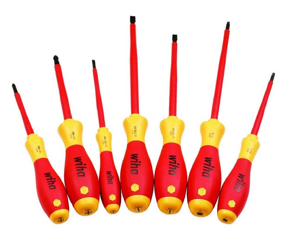 

Wiha Insulated SoftFinish Slotted & Phillips & Square Screwdriver Set 7 Piece