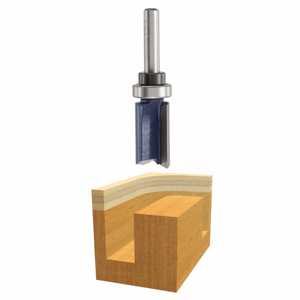 

Bosch 1/2 In. x 1 In. Carbide Tipped 2-Flute Top Bearing Straight Trim Bit