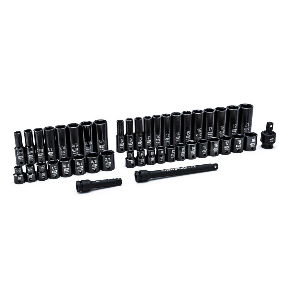 Gearwrench 84916N 44 Piece 3/8" Drive 6 Point Sae/Metric Std./Deep Impact 