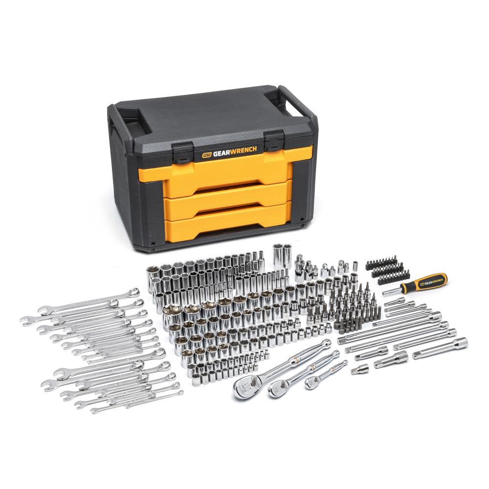 GEARWRENCH 243 Pc. 6 Point Mechanics Tool Set in 3 Drawer Storage