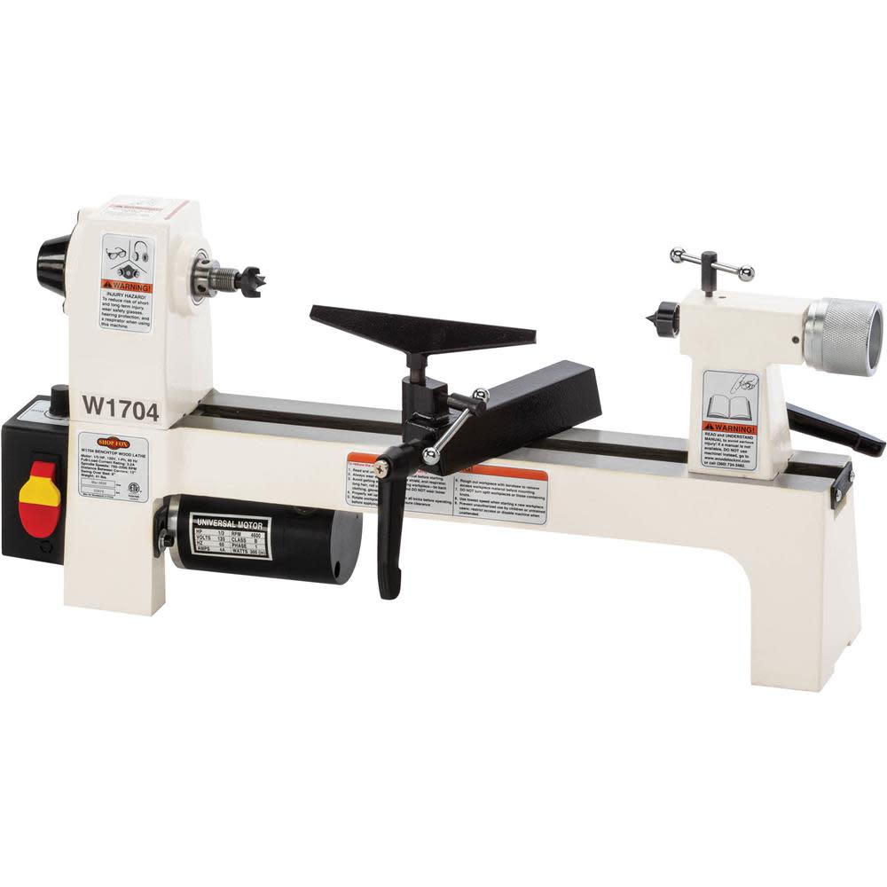 Shop Fox 8in x 13in Benchtop Wood Lathe 110V 1/3HP 1 Phase W1704