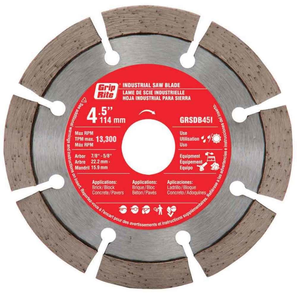 Grip Rite 4-1/2" Wet or Dry Segmented Diamond Circular Saw Blade