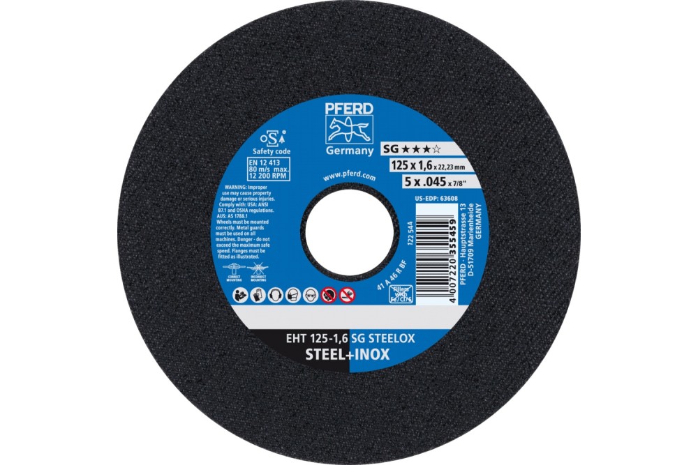 Pferd Cut-Off Wheel, 6 Inch x .045 x 7/8, SG STEELOX, T1 Pferd Cut-Off Wheel, 6 Inch x .045 x 7/8, SG STEELOX, T1
