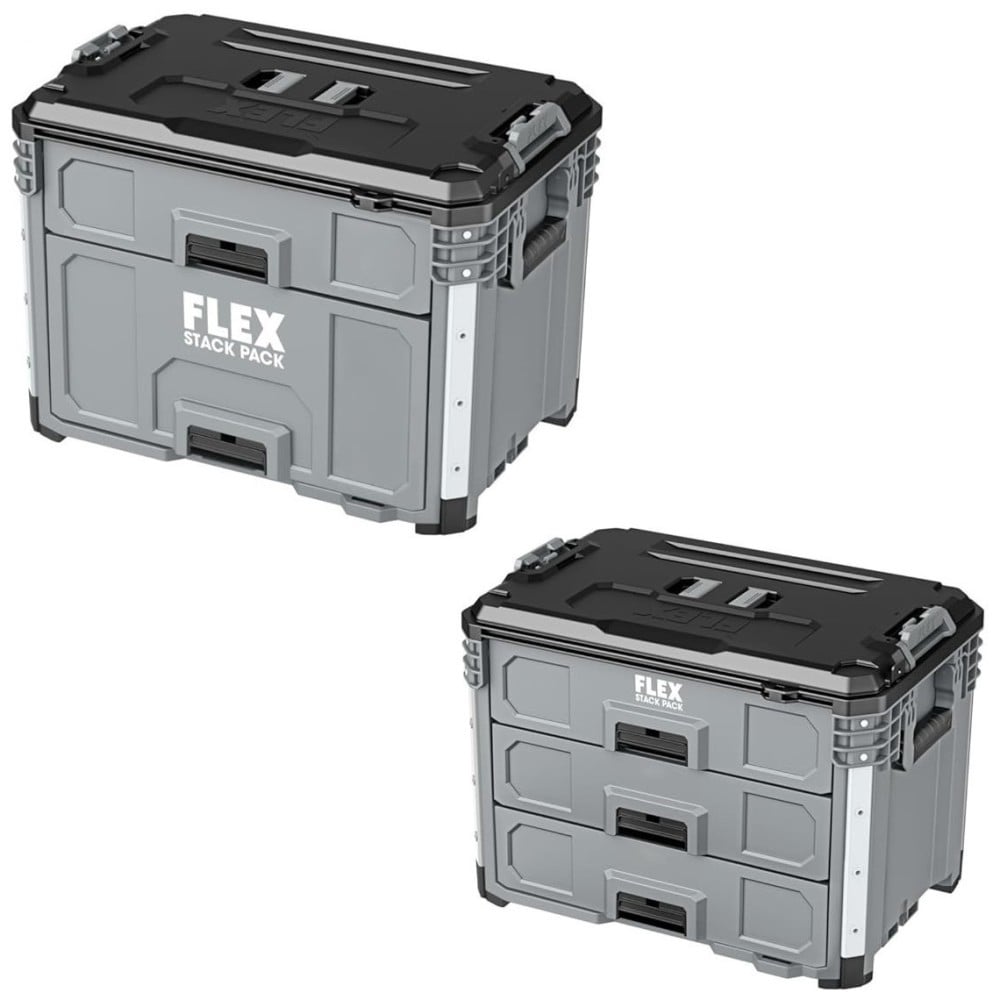 FLEX Stack Pack 2-Drawer Tool Box, Stack Pack 3-Drawer Tool Box Bundle