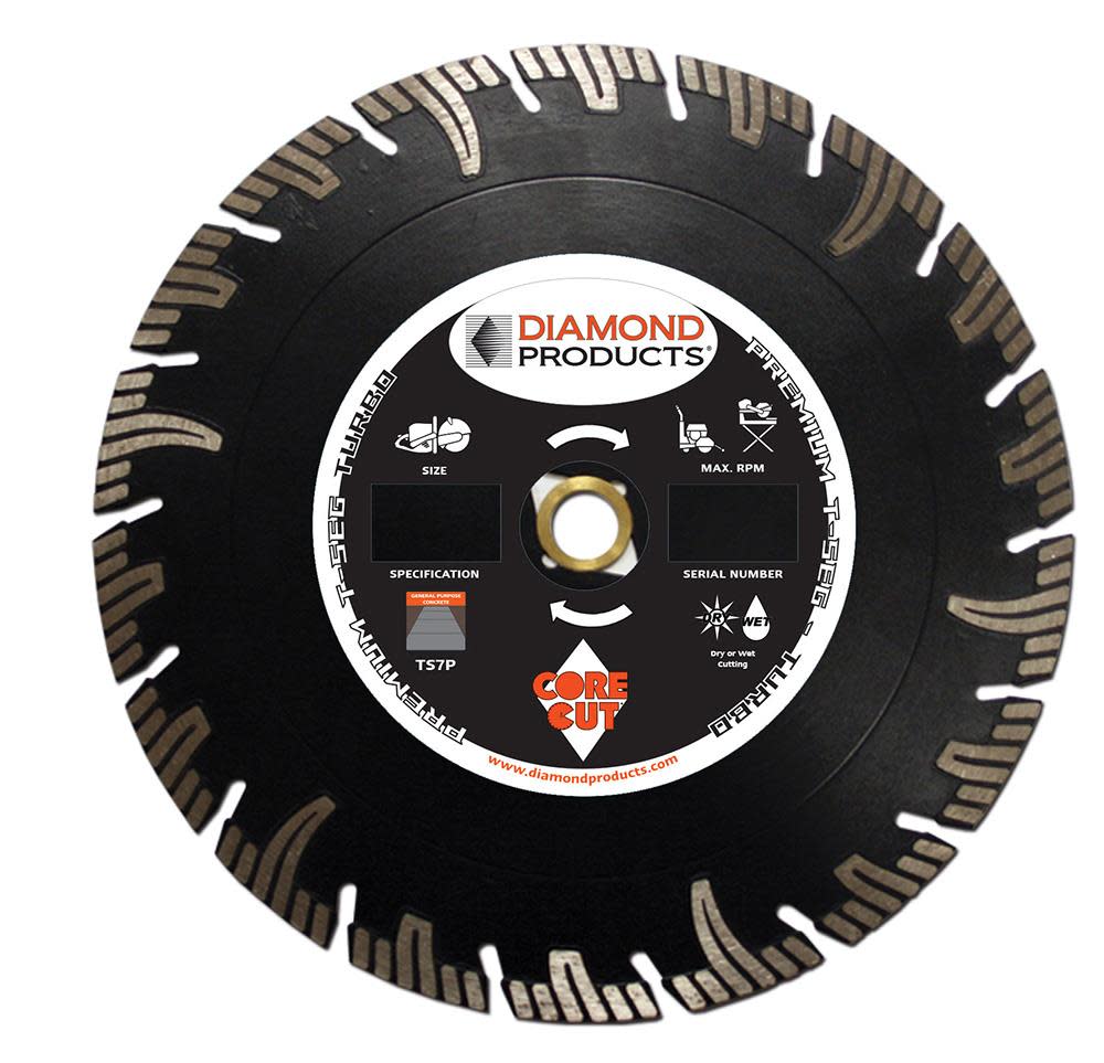 

Diamond Products 10 In. x .095 In. x 7/8 In. Premium Black T-Seg Turbo Blade