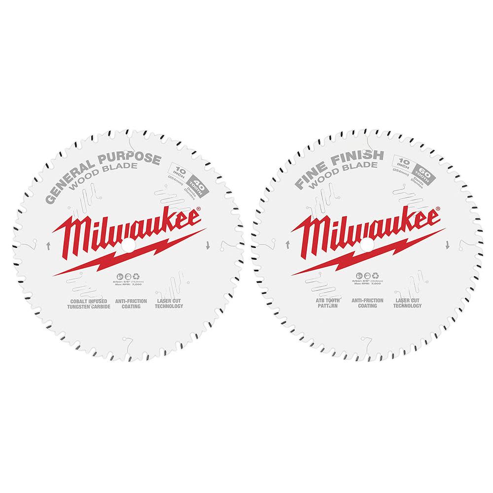 

Milwaukee 10 in. 40T + 60T Two Pack Circular Saw Blades