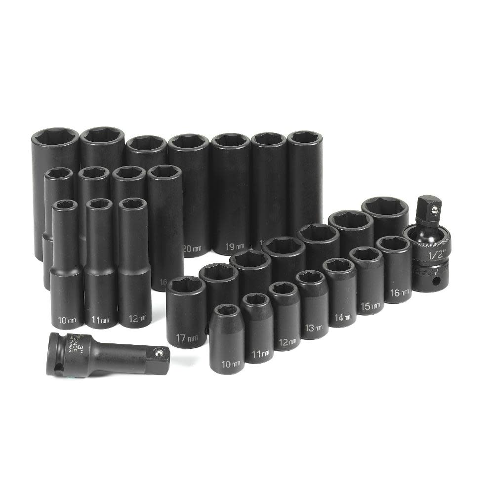 

Grey Pneumatic 1/2" Drive 30 Piece Standard/Deep Metric Set