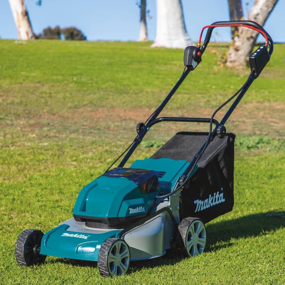Makita 18V X2 36V LXT Lithium Ion Brushless Cordless 18in Lawn Mower Kit with 4 Batteries 5.0Ah XML03PT1 Acme Tools