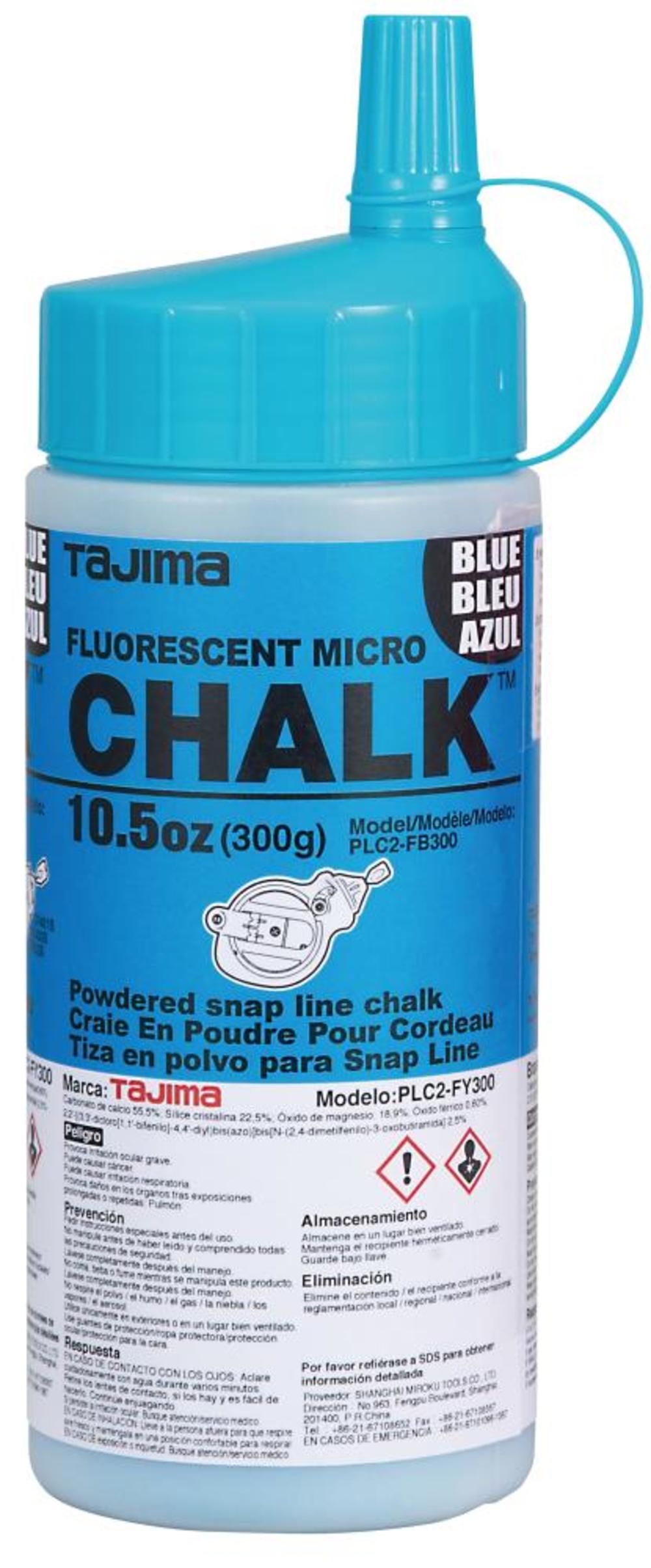 

Tajima CHALK-RITE Micro Chalk Ultra-Fine Fluorescent Blue Chalk 300 Gr./ 10.5 Oz. with Easy Fill Nozzle