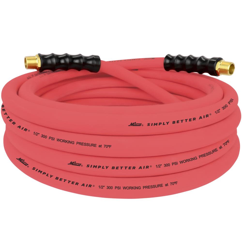 

Milton ULR 1/2" ID x 25' (1/2" MNPT) Ultra Lightweight Rubber Air Hose for Extreme Environments
