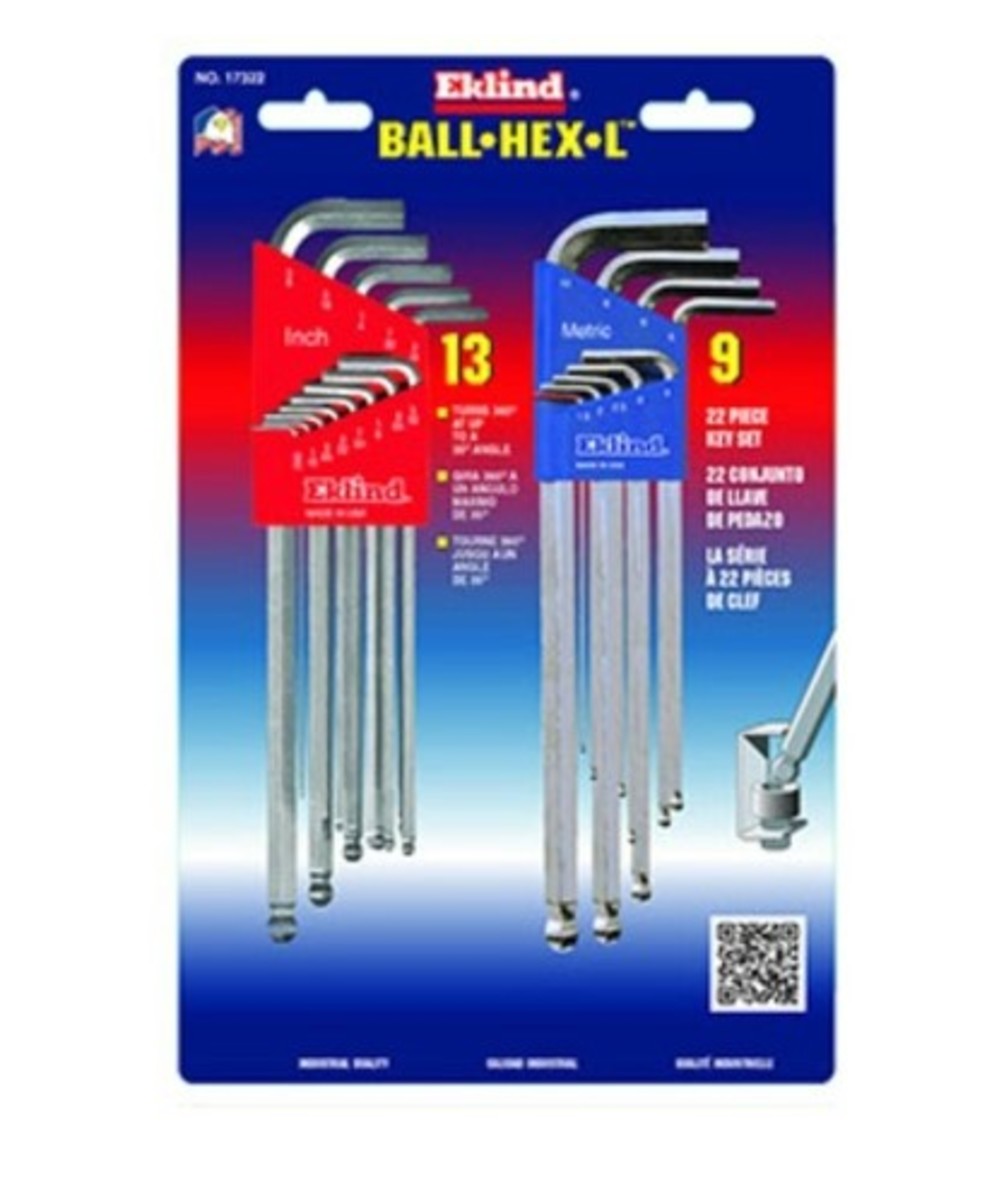 Eklind Tools DoubleBallHexL Extra Long Hex Key Set, 22 Pieces 17322