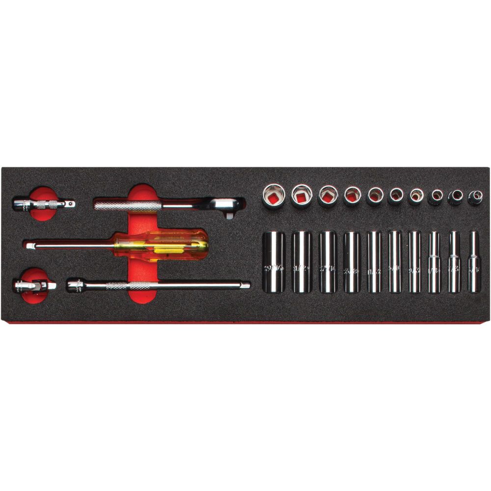 Proto Foamed 1/4in Drive Combination Socket Set 25pc with Pear Head ...