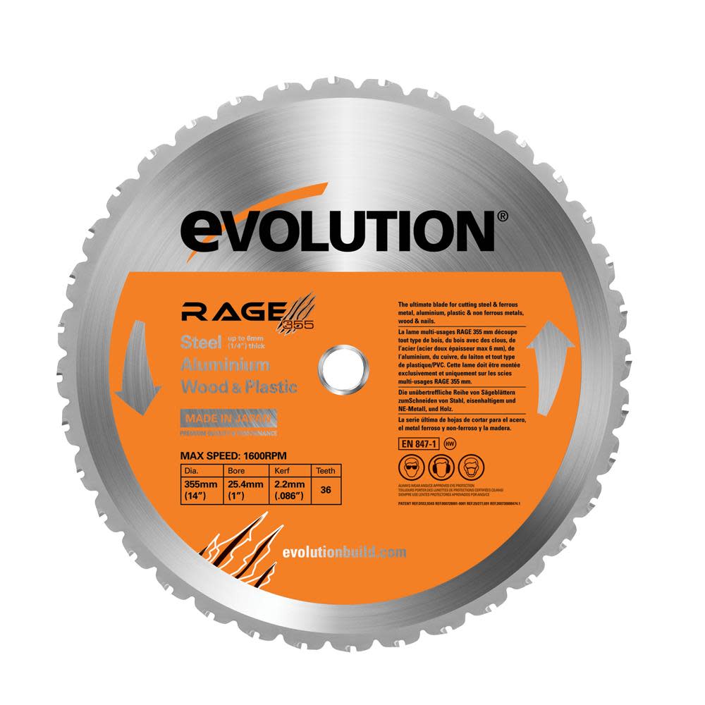 

Evolution Power Tools 14 In. Multi-Material Blade for Steel Aluminum Wood and Plastics
