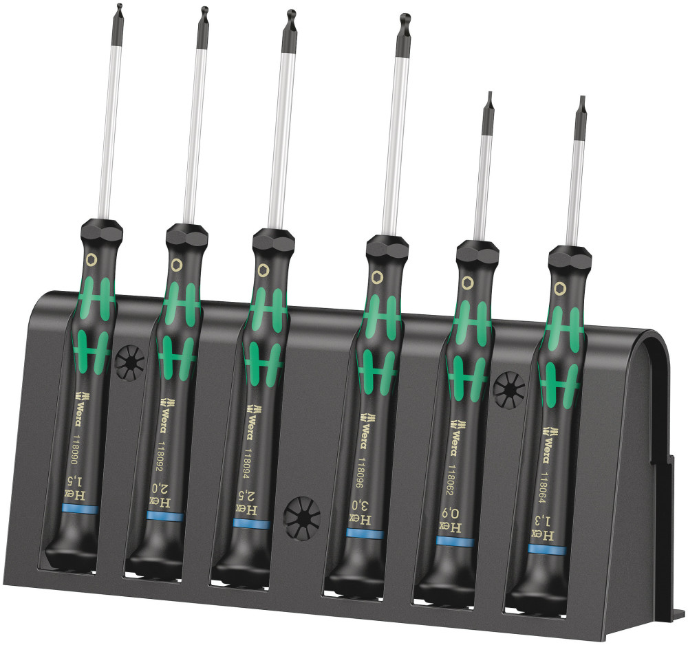 

Wera Tools 6pc 2052/6 Hexagon Micro Screwdriver Set with Rack