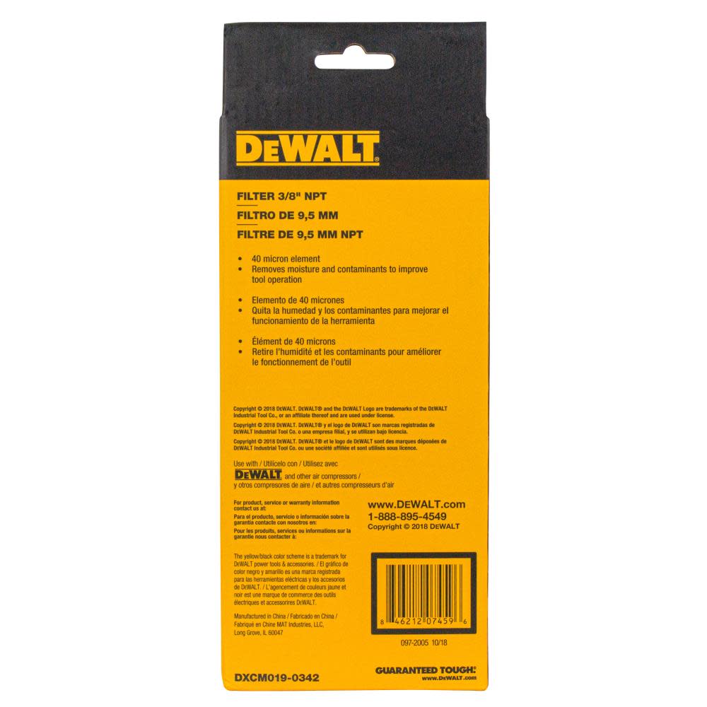 CAMPBELL ジャングルコック DX DEWALT 3/8 Inch NPT Filter for Air Compressors DXCM019-0342
