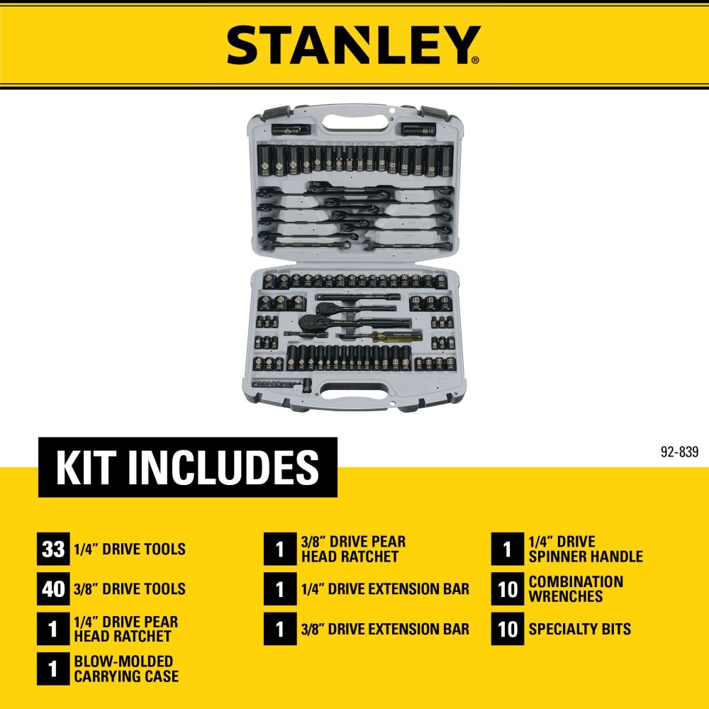 Stanley 99-Piece Black Chrome and Laser Etched Socket Set 92