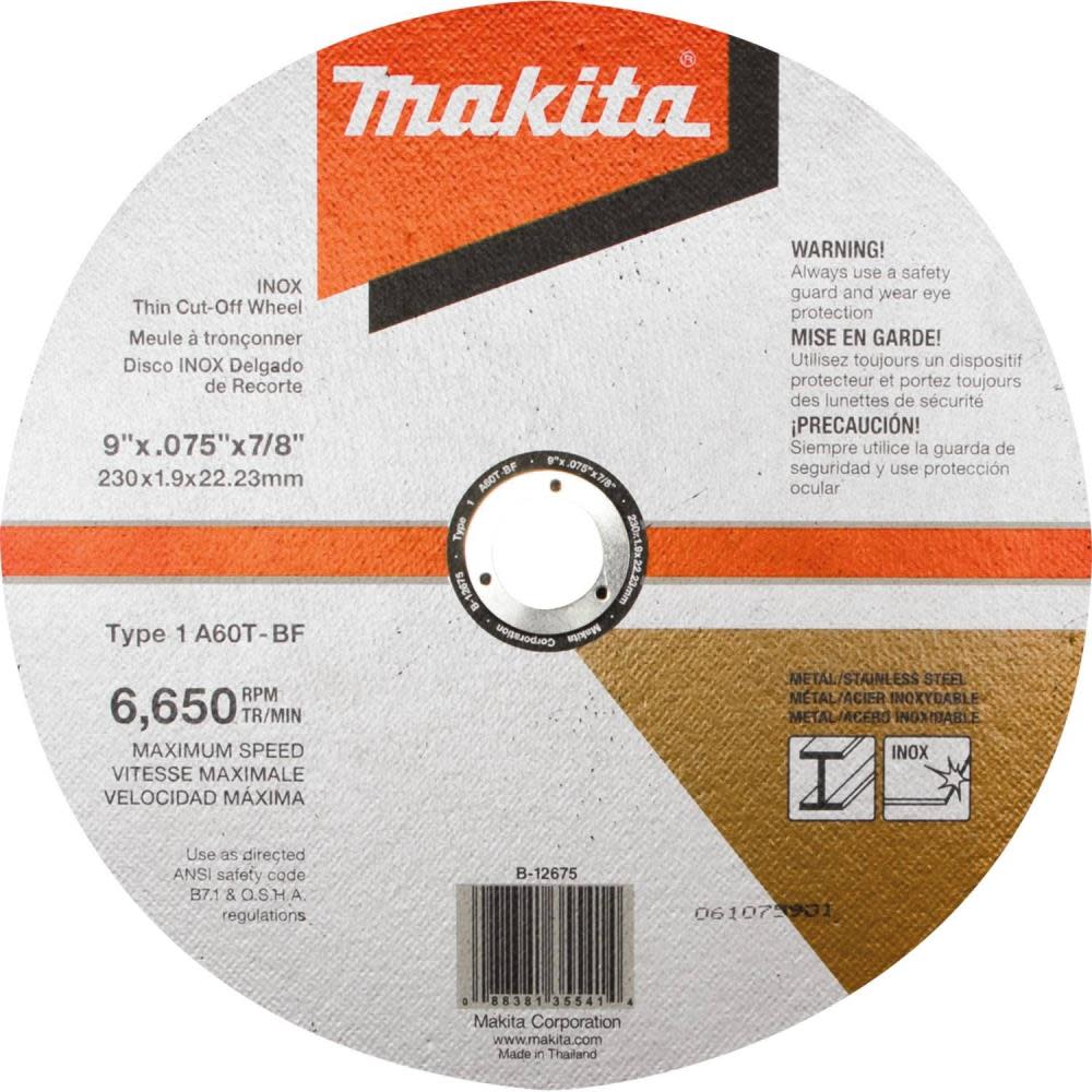 

Makita 9" x .075" x 7/8" INOX Thin Cut-Off Wheel 60 Grit