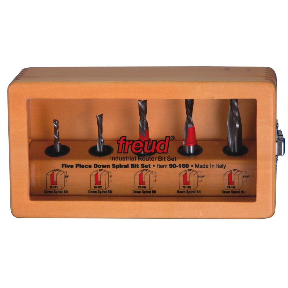 Freud 5 piece Down Spiral Bit Set