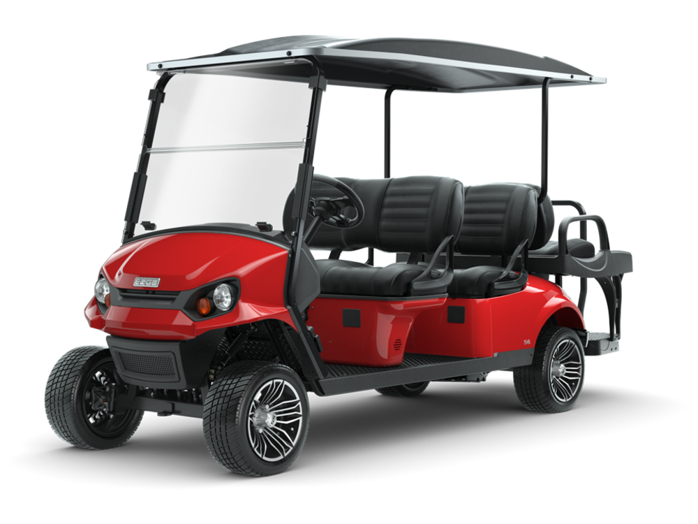 

E-Z Go Express S6 Gas Golf Cart Lifted EFI Engine Flame Red