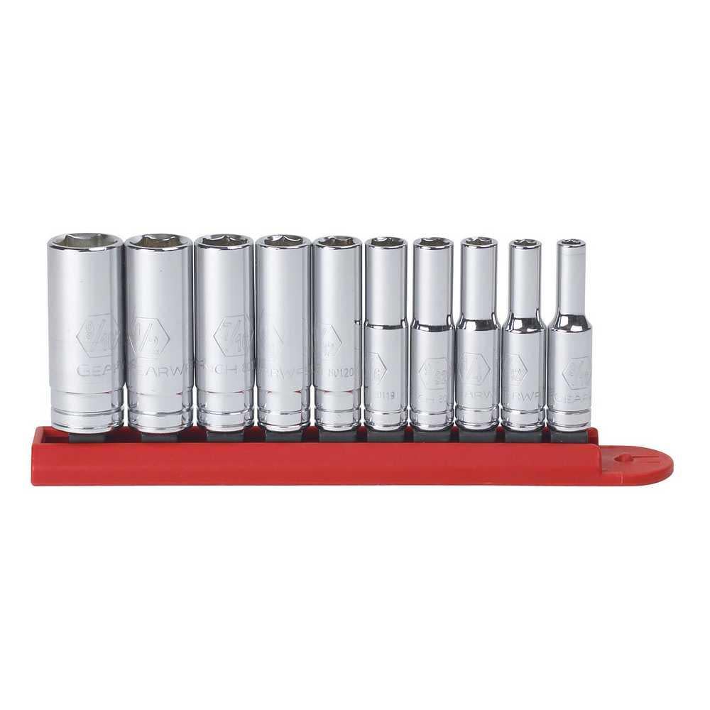

GEARWRENCH 10 Pc 1/4" Drive 6 Point Deep SAE Socket Set