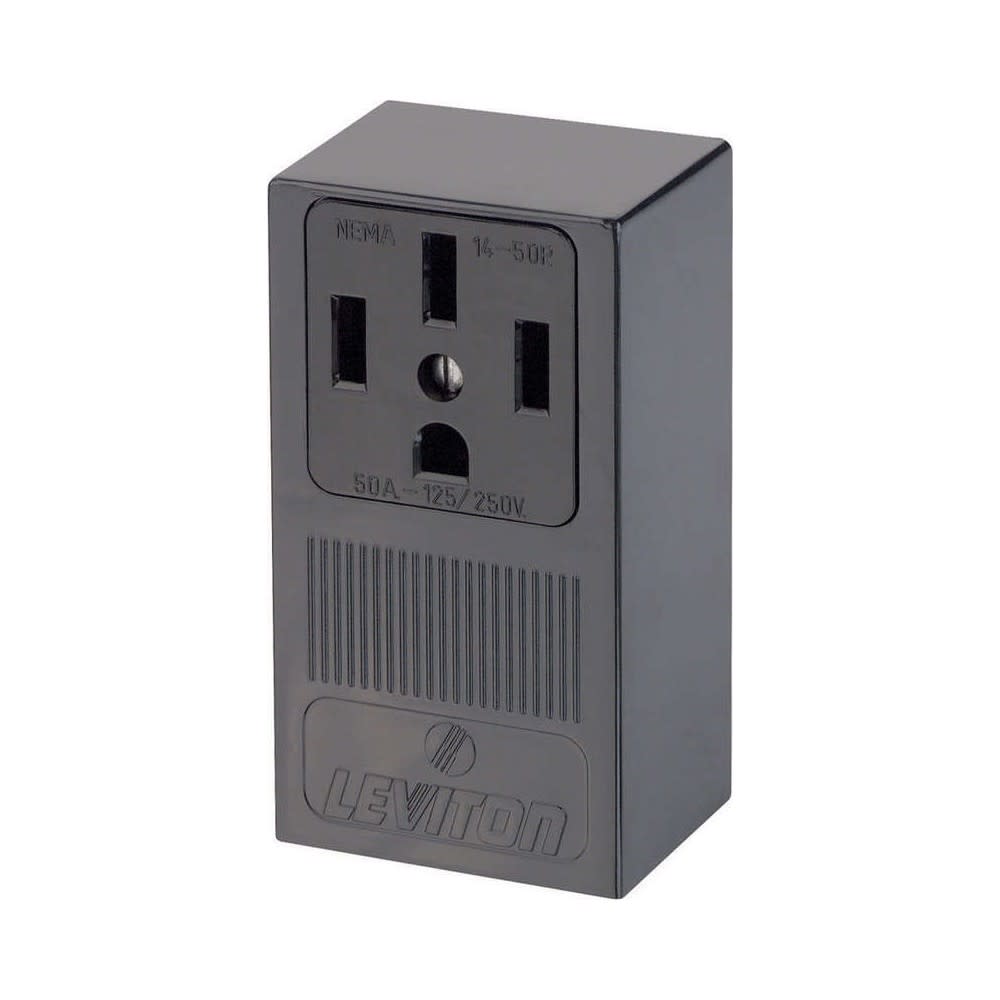 Leviton 3 Pole Non Grounded Single Outlet Receptacle 50A Black 3201472 ...