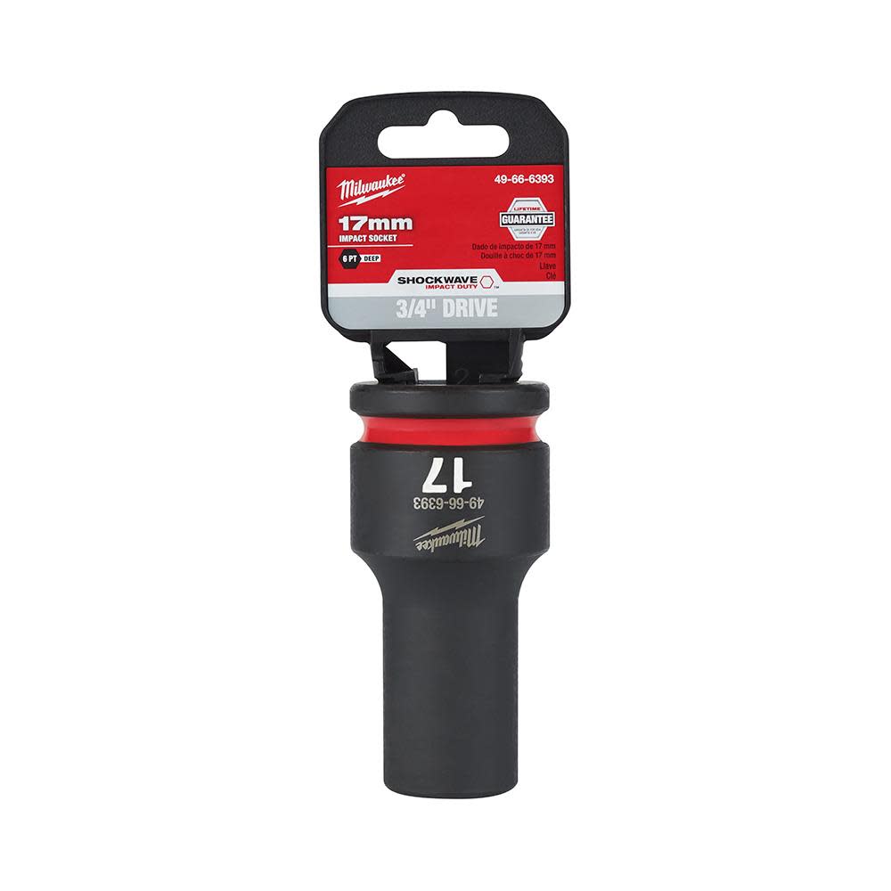 

Milwaukee SHOCKWAVE Impact Duty Socket 3/4" Drive 17MM Deep 6 Point