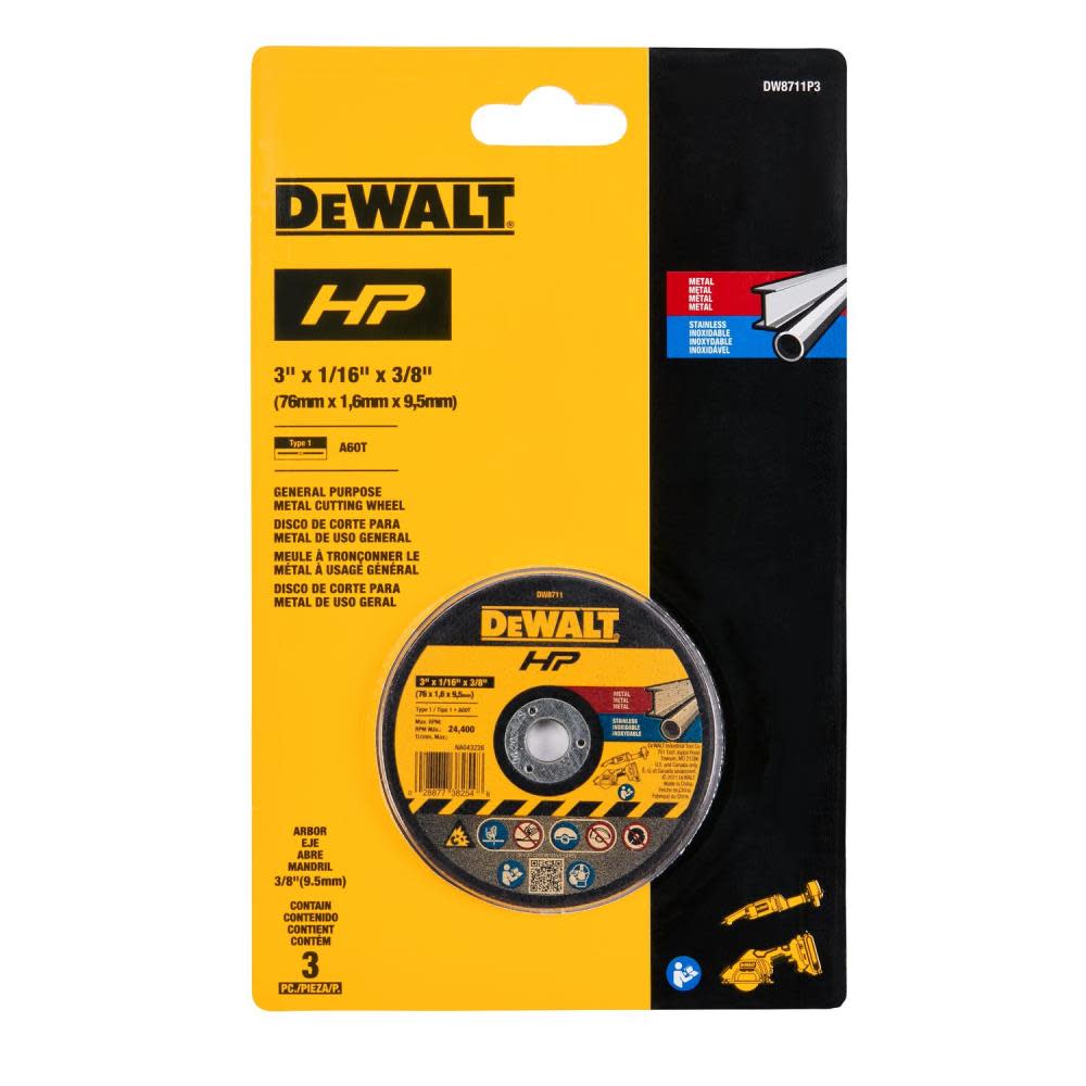 

DEWALT 3" Bonded Cutting Wheel 3pk