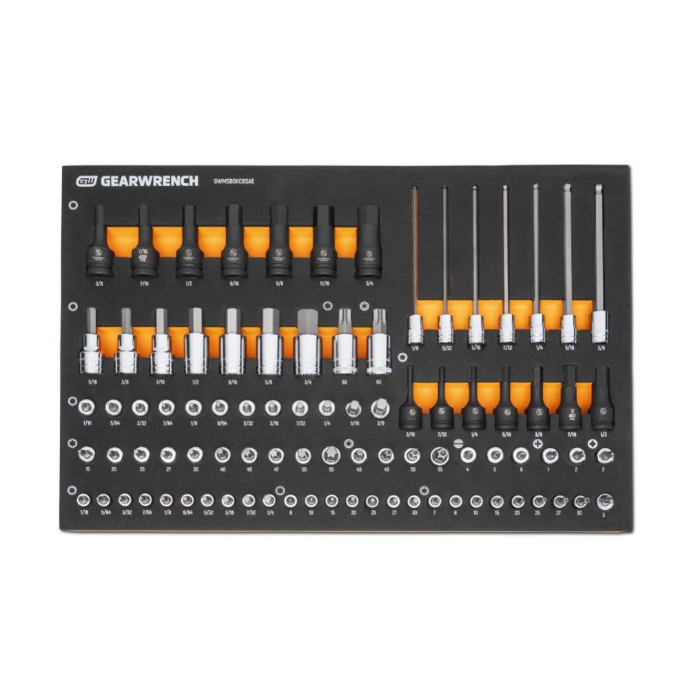 GEARWRENCH 60 Piece 1/2" Drive SAE Socket Set – Standard & Deep, 6 & 12 Point, Foam Storage Tray For Tool Organization