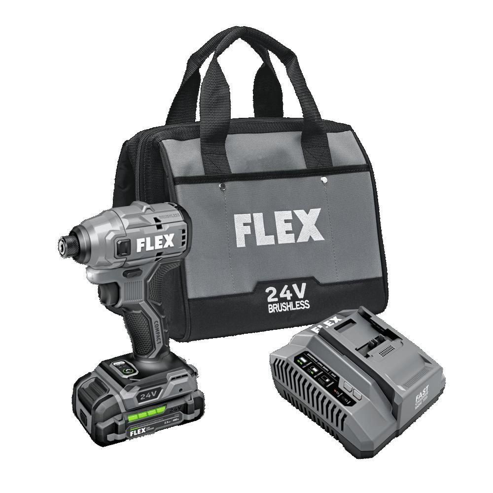 FLEX 24V Cordless 1/4 Inch Hex Compact Impact Driver Kit