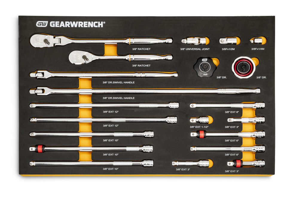 

GEARWRENCH Ratchet & Drive Tool Set 3/8" 90T with EVA Foam Tray 21pc