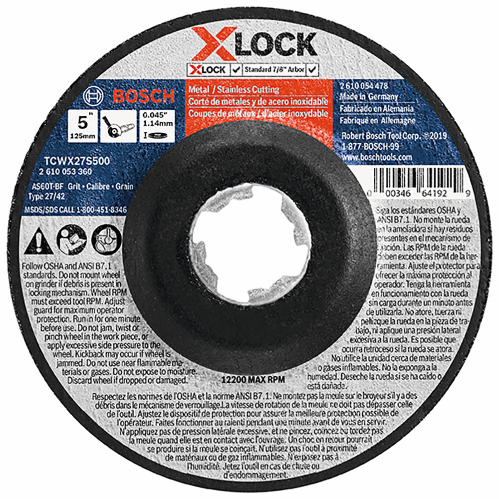 

Bosch X-Lock Thin Metal & Stainless Steel Cutting T27 Heavy Duty 5" x .045"