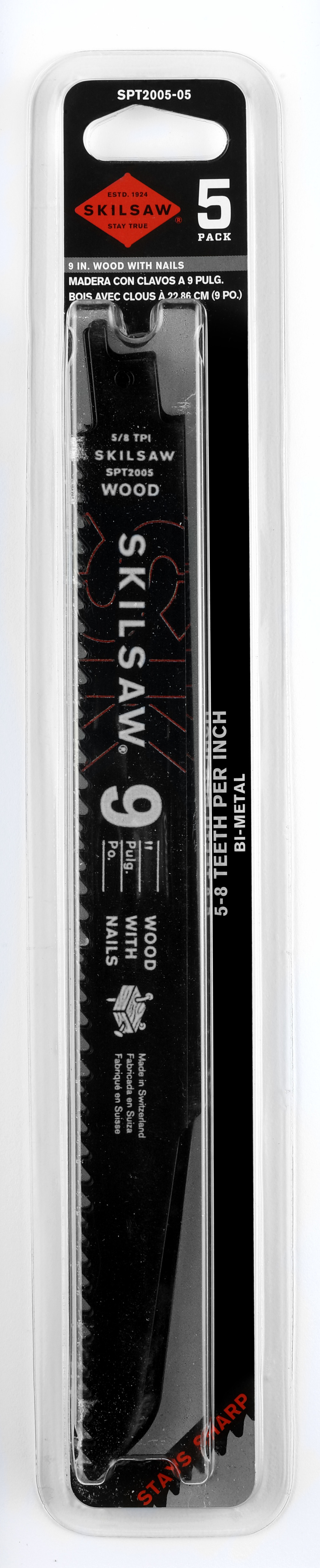 

Skilsaw SPT2005-05 9 WOOD WITH NAILS RECIPROCATING SAW BLADE